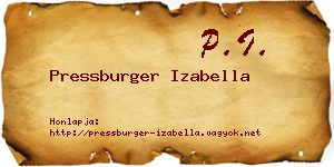 Pressburger Izabella névjegykártya